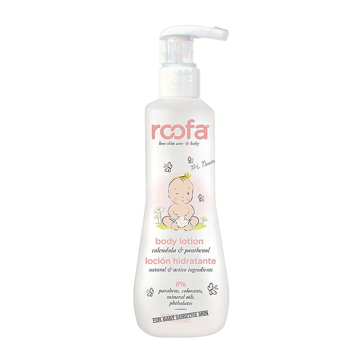 Дитячий лосьйон для чутливої шкіри тіла Roofa Body Lotion з календулою та пантенолом, 300 мл